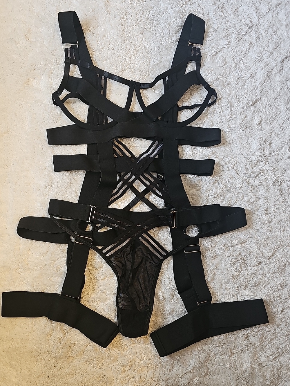Strappy Black Cage Lingerie Bodysuit